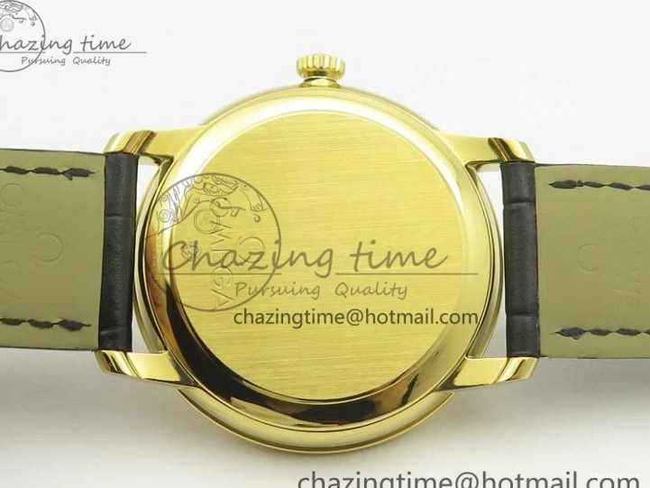 0429 UrbanChic De Ville YG MKF 1:1 Best Edition Silver Dial YG Markers on Black Leather Strap MIYOTA 9015 V 8048